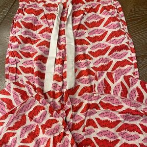 Victoria's Secret Red and Pink Lip Print Pajama Pants